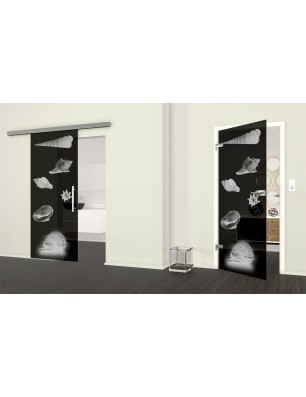 Ganzglastür Muscheln III Gelasert Auf Grauglas