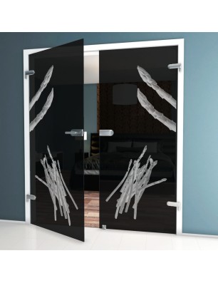 Ganzglastür Spargel Gelasert Auf Grauglas