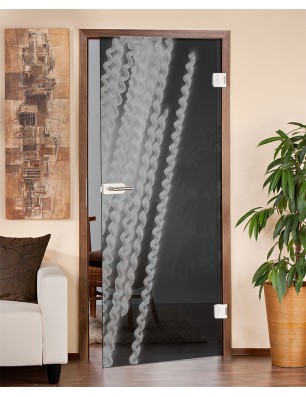 Ganzglastür Abstrakt 6 Gelasert Auf Grauglas