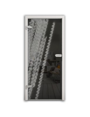 Ganzglastür Abstrakt 6 Gelasert Auf Grauglas