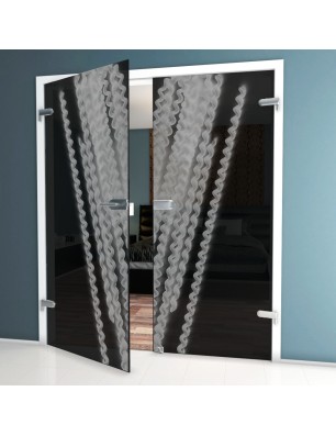 Ganzglastür Abstrakt 6 Gelasert Auf Grauglas