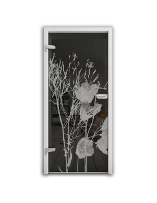 Ganzglastür Blume 7 Gelasert Auf Grauglas