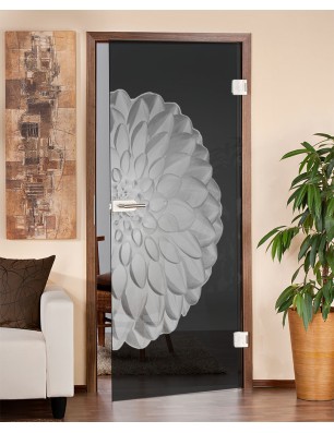 Ganzglastür Blume 8 Gelasert Auf Grauglas