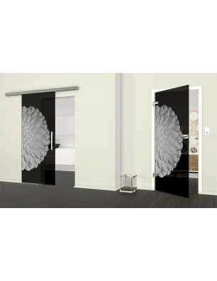 Ganzglastür Blume 8 Gelasert Auf Grauglas