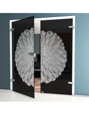 Ganzglastür Blume 8 Gelasert Auf Grauglas