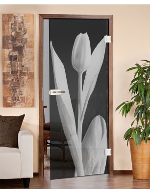 Ganzglastür Tulpe Gelasert Auf Grauglas