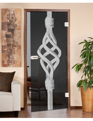 Ganzglastür Geländer Gelasert Auf Grauglas