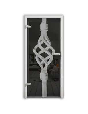 Ganzglastür Geländer Gelasert Auf Grauglas