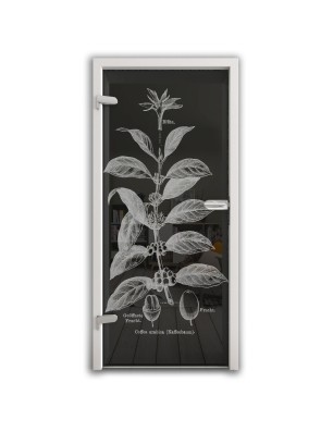 Ganzglastür Kaffeepflanze Gelasert Auf Grauglas