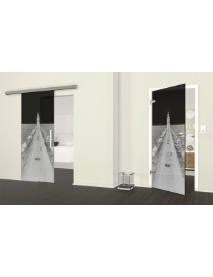 Ganzglastür Wellenbrecher Gelasert Auf Grauglas