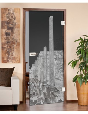 Ganzglastür Athen Gelasert Auf Grauglas