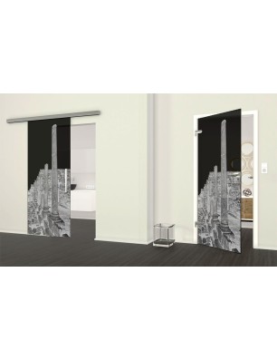 Ganzglastür Athen Gelasert Auf Grauglas