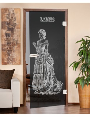 Ganzglastür Ladies Gelasert Auf Grauglas