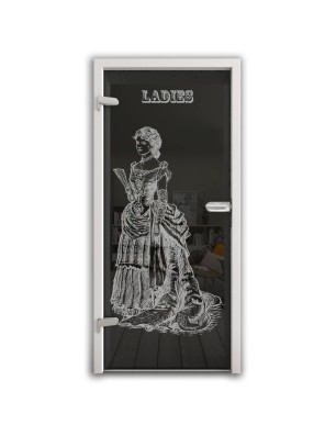 Ganzglastür Ladies Gelasert Auf Grauglas