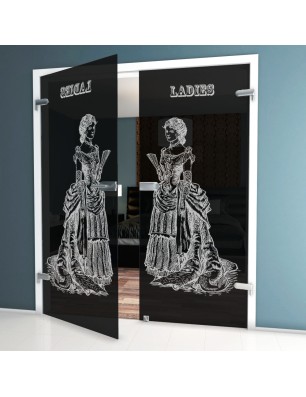 Ganzglastür Ladies Gelasert Auf Grauglas