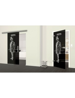 Ganzglastür Gents Gelasert Auf Grauglas