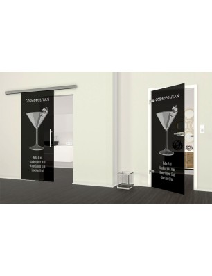 Ganzglastür Cosmopolitan Gelasert Auf Grauglas