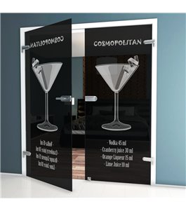 Ganzglastür Cosmopolitan Gelasert Auf Grauglas