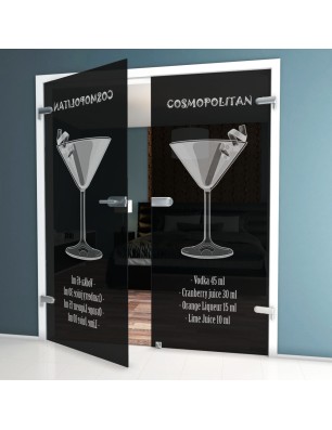 Ganzglastür Cosmopolitan Gelasert Auf Grauglas