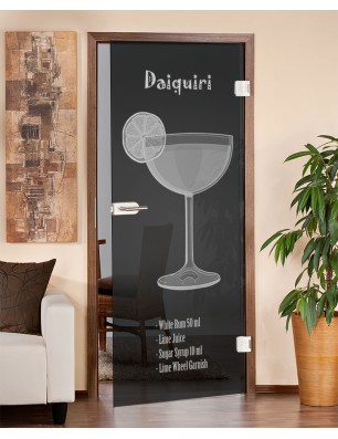Ganzglastür Daiquiri Gelasert Auf Grauglas