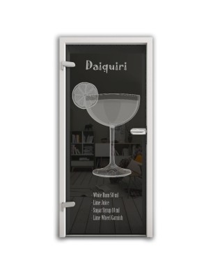 Ganzglastür Daiquiri Gelasert Auf Grauglas