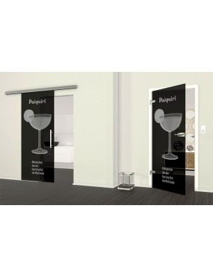 Ganzglastür Daiquiri Gelasert Auf Grauglas