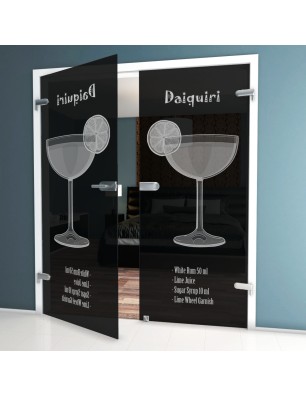 Ganzglastür Daiquiri Gelasert Auf Grauglas