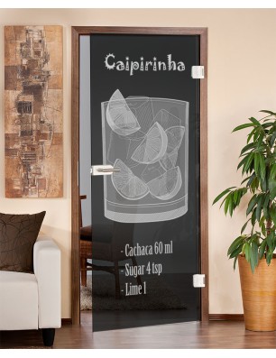 Ganzglastür Caipirinha Gelasert Auf Grauglas