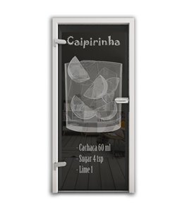 Ganzglastür Caipirinha Gelasert Auf Grauglas