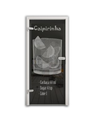 Ganzglastür Caipirinha Gelasert Auf Grauglas