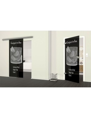 Ganzglastür Caipirinha Gelasert Auf Grauglas