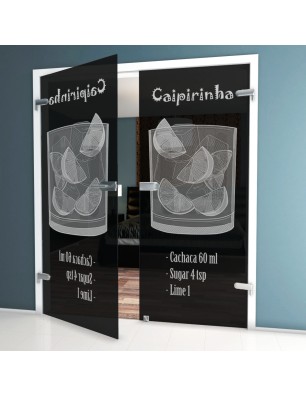 Ganzglastür Caipirinha Gelasert Auf Grauglas