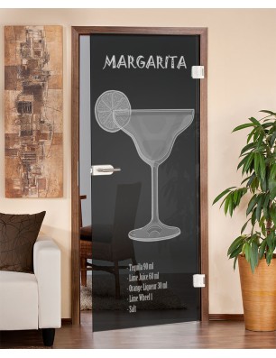 Ganzglastür Margarita Gelasert Auf Grauglas