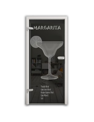 Ganzglastür Margarita Gelasert Auf Grauglas