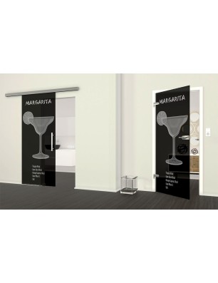 Ganzglastür Margarita Gelasert Auf Grauglas