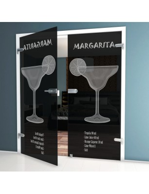 Ganzglastür Margarita Gelasert Auf Grauglas