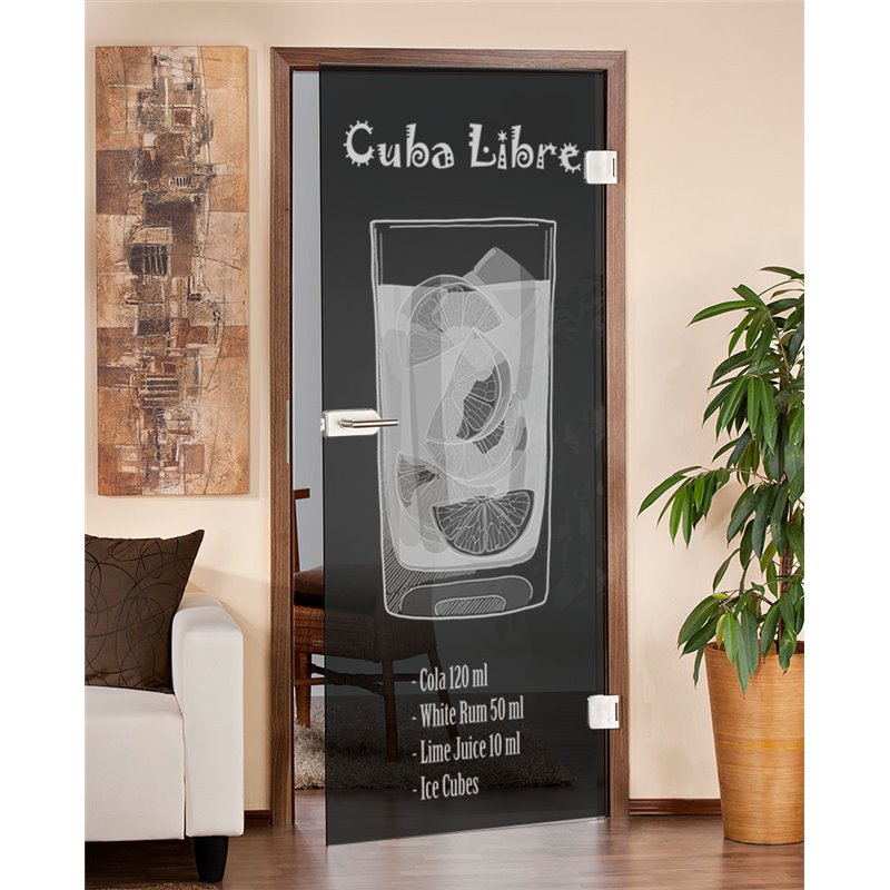 Ganzglastür Cuba Libre Gelasert Auf Grauglas Ganzglastür Cuba Libre Gelasert Auf Grauglas