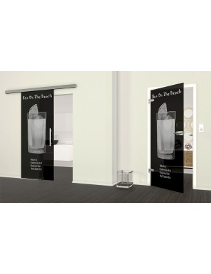 Ganzglastür Sex on the beach Gelasert Auf Grauglas