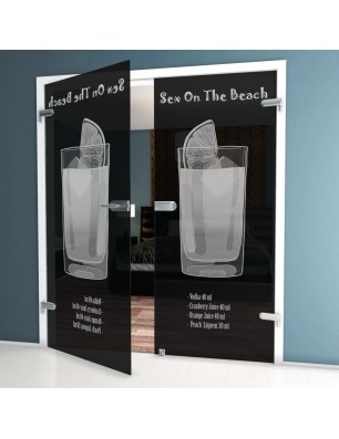 Ganzglastür Sex on the beach Gelasert Auf Grauglas