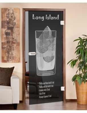 Ganzglastür Long Island Gelasert Auf Grauglas