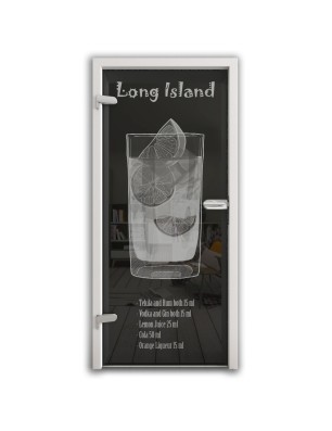 Ganzglastür Long Island Gelasert Auf Grauglas