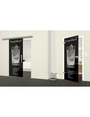 Ganzglastür Long Island Gelasert Auf Grauglas