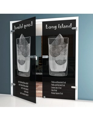 Ganzglastür Long Island Gelasert Auf Grauglas