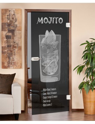 Ganzglastür Mojito Gelasert Auf Grauglas