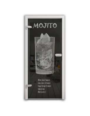 Ganzglastür Mojito Gelasert Auf Grauglas