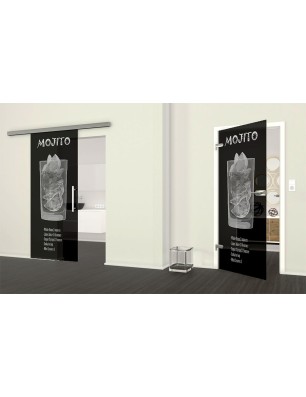 Ganzglastür Mojito Gelasert Auf Grauglas