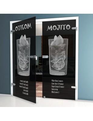 Ganzglastür Mojito Gelasert Auf Grauglas