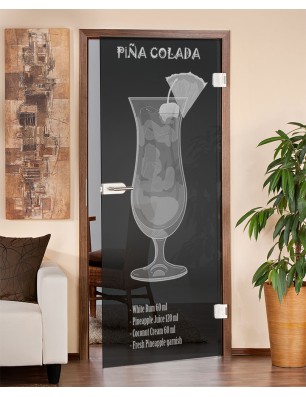 Ganzglastür Pina Colada Gelasert Auf Grauglas
