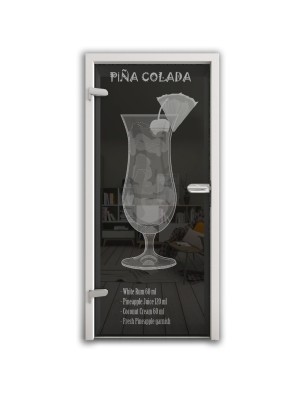 Ganzglastür Pina Colada Gelasert Auf Grauglas