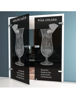 Ganzglastür Pina Colada Gelasert Auf Grauglas